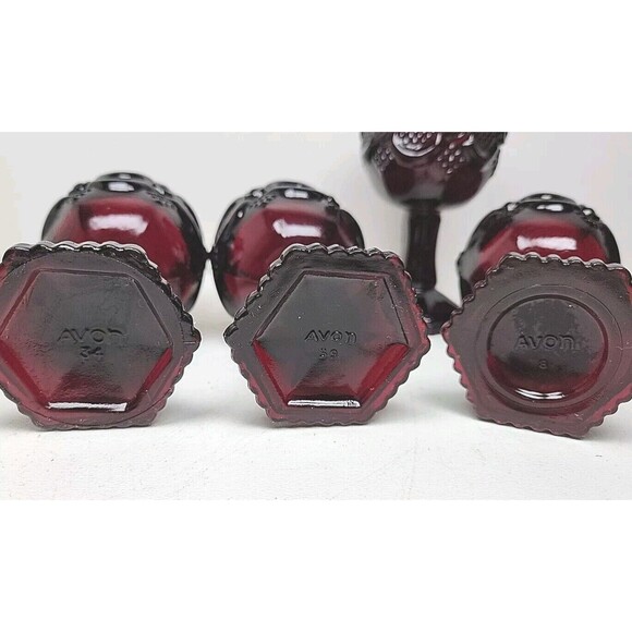 Vintage CAPE COD Set of 4 AVON Cranberry Ruby Red Glass Small GOBLET Wine 4.5” - Picture 5 of 6